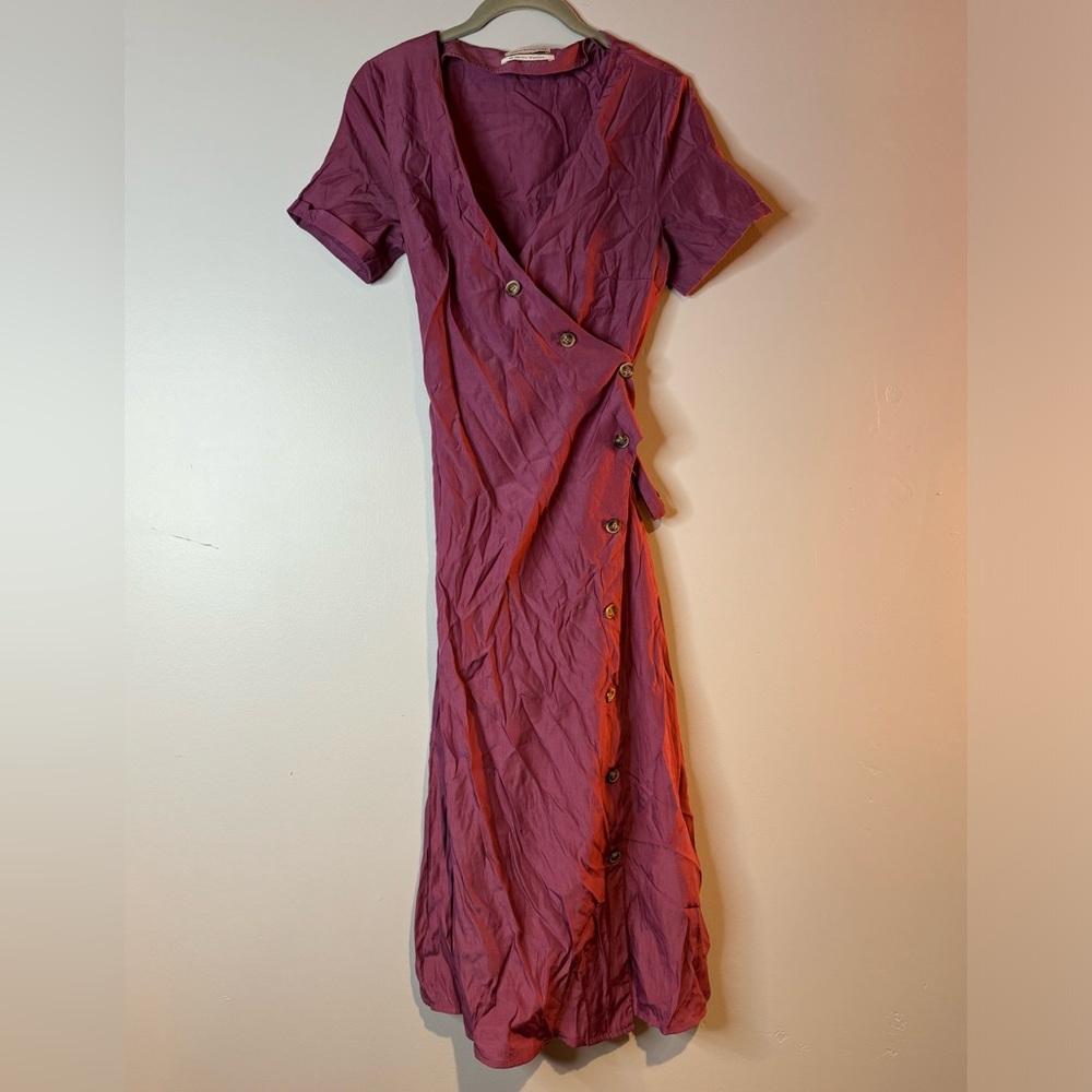 Urban outfitters maroon/magenta wrap dress with buttons size small